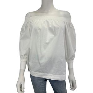 TRINA TURK White Off Shoulder Top Size M I0372
